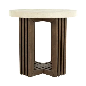 Aspen End Table - Antique White/Distressed Brown