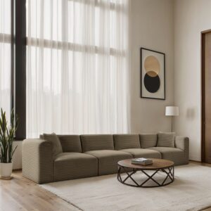 Shaggy 109" Corduroy Performance Fabric Upholstered Modular Sofa