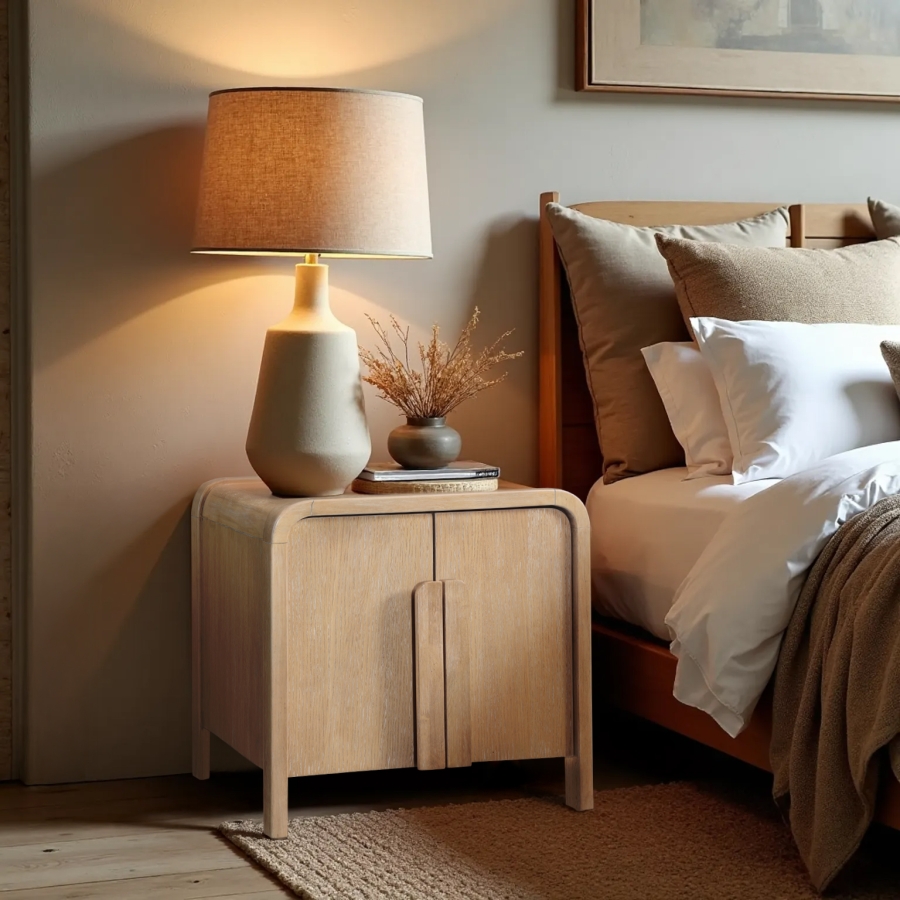 Harmony Oak Veneer And Solid Wood Nightstand
