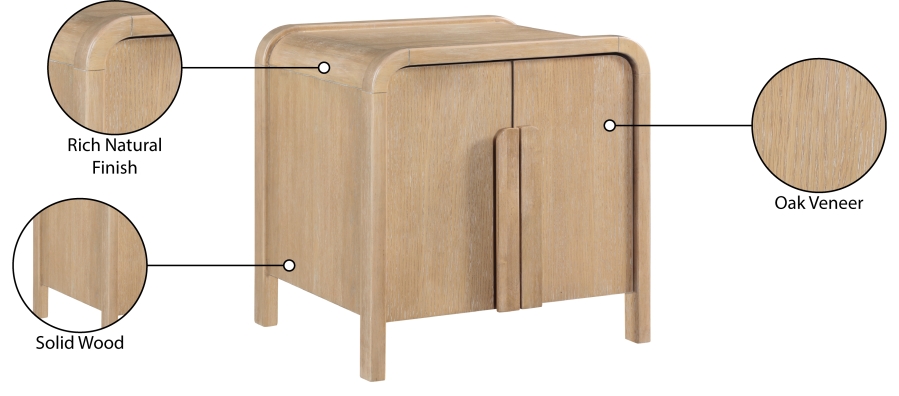 Harmony Oak Veneer And Solid Wood Nightstand - Image 3