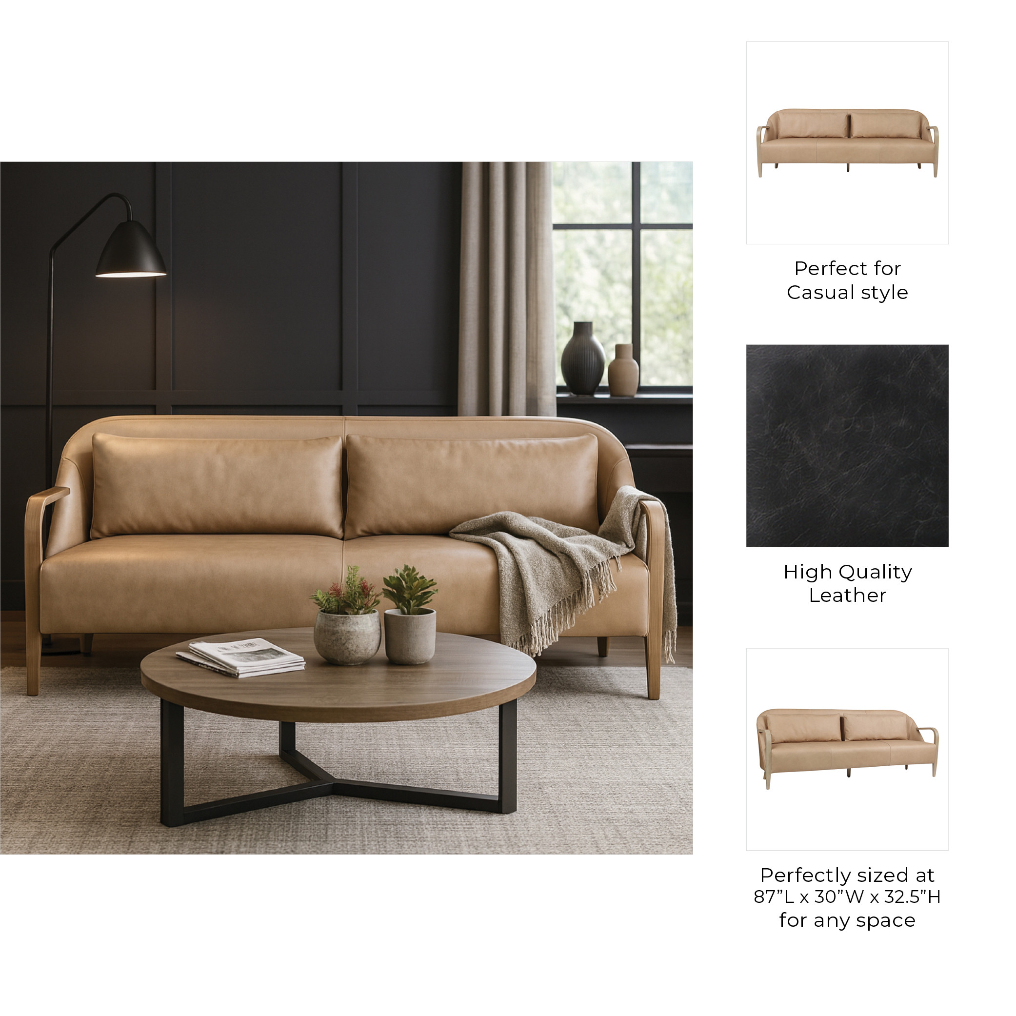 Chapinrun Tan Sofa 33 (In) - Image 2