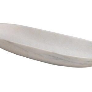 Long Oval Footed Marble Bowl, White